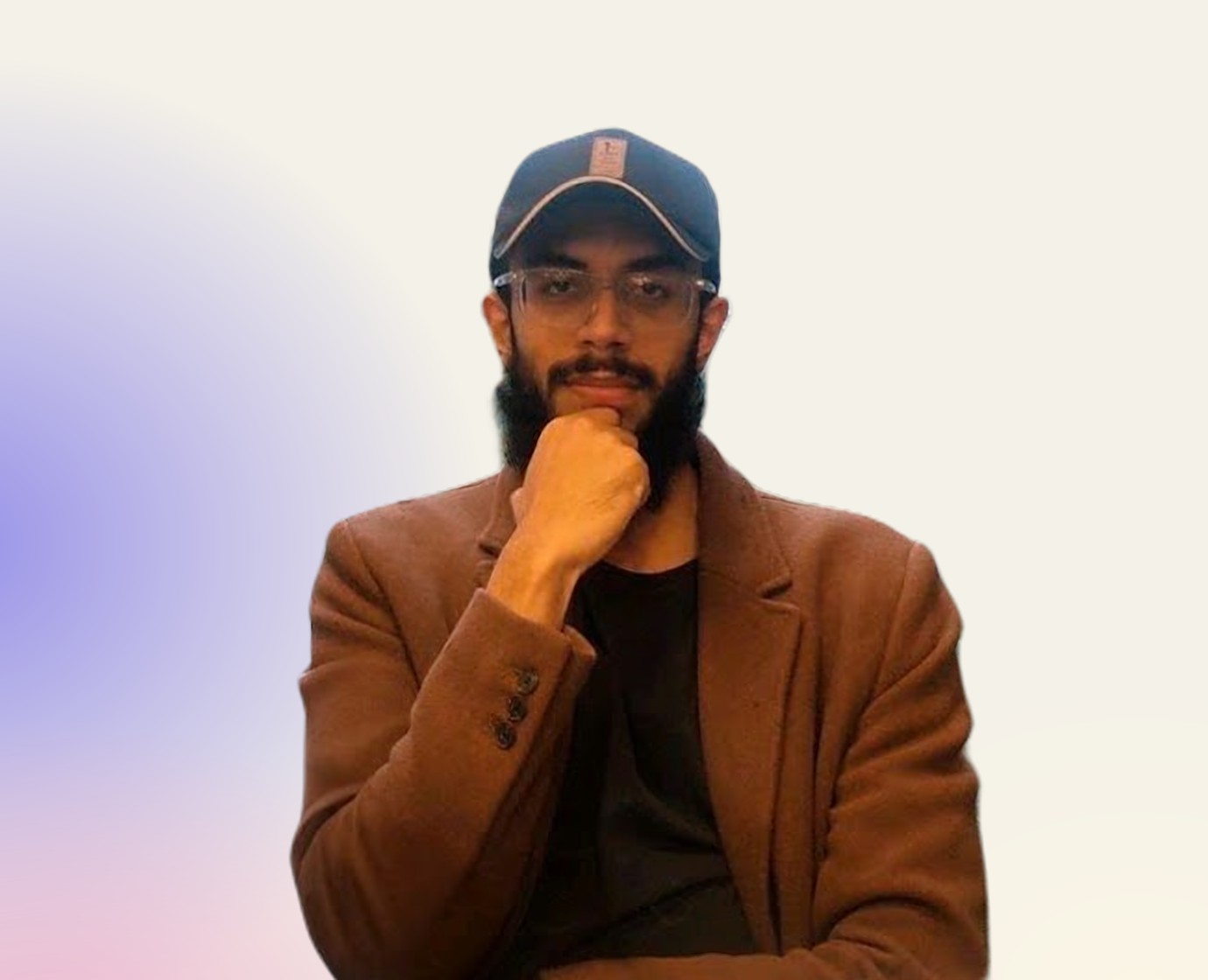 Abdullah, chin resting on his hand