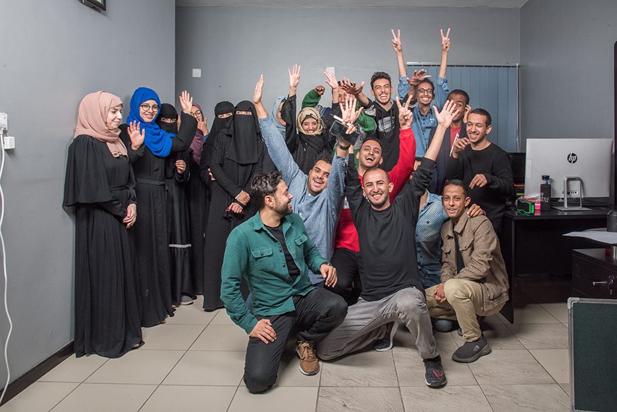 A Re:Coded cohort in Yemen celebrating together